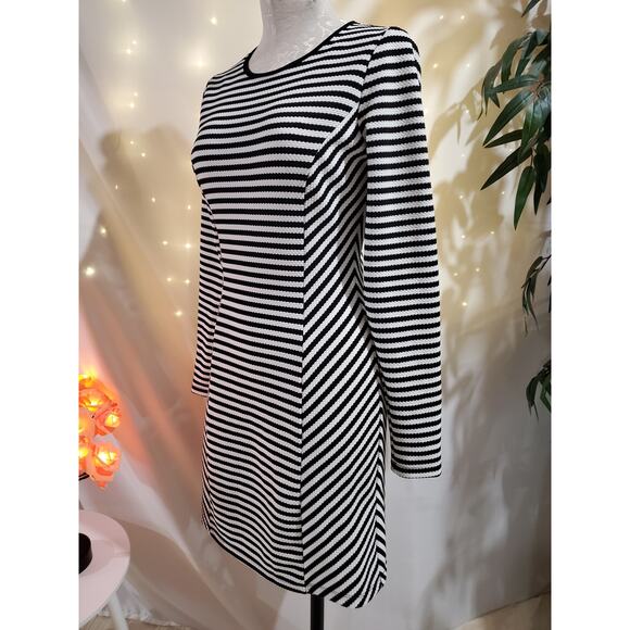 ModCloth Sunny Girl Womens Striped Long Sleeve Sheath Dress Size S Black White - Picture 4 of 11